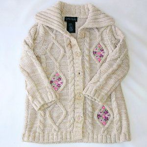 Cynthia Rowley girls floral cable knit cardigan